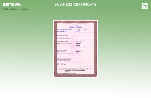 Модерен стил Индија Западен Бенгал потврда за регистрација Шаблон за Word и PDF